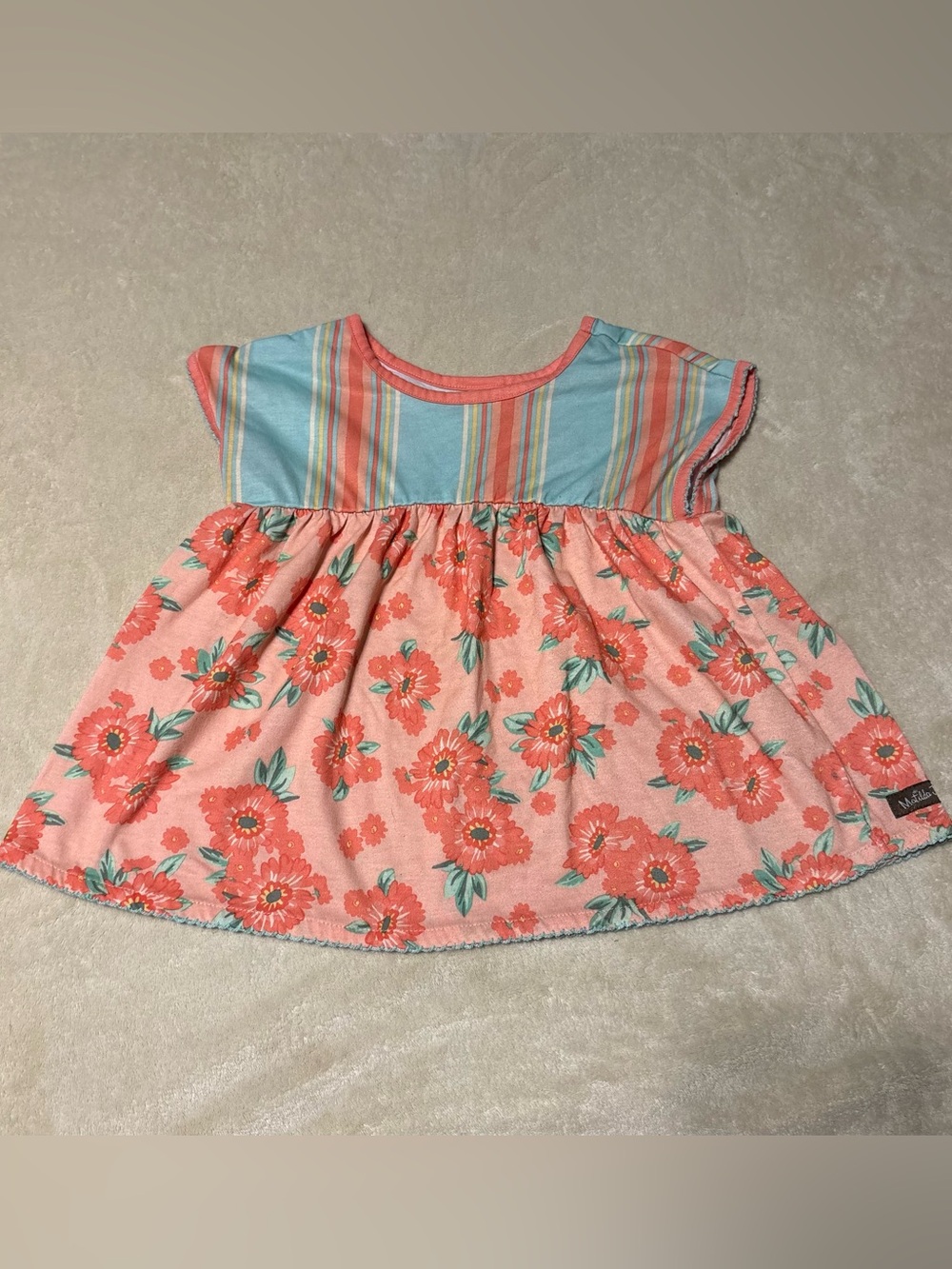 Matilda Jane Coral & Aqua Floral Short Sleeve Top